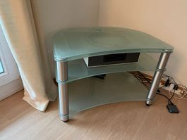 TV-Tisch Mattglas mit Drehplatte
