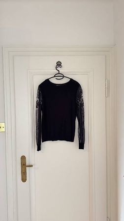Bluse, Strick mit Spitze, S/36