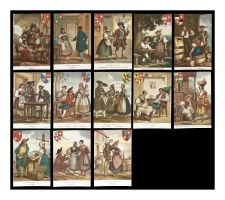 COSTUMES HISTORIQUES SUISSES en 1830 (Lot de 13x C.P. ©1970)