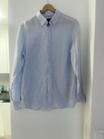 Hackett London Leinenhemd, hellblau, Gr. M - Slim Fit