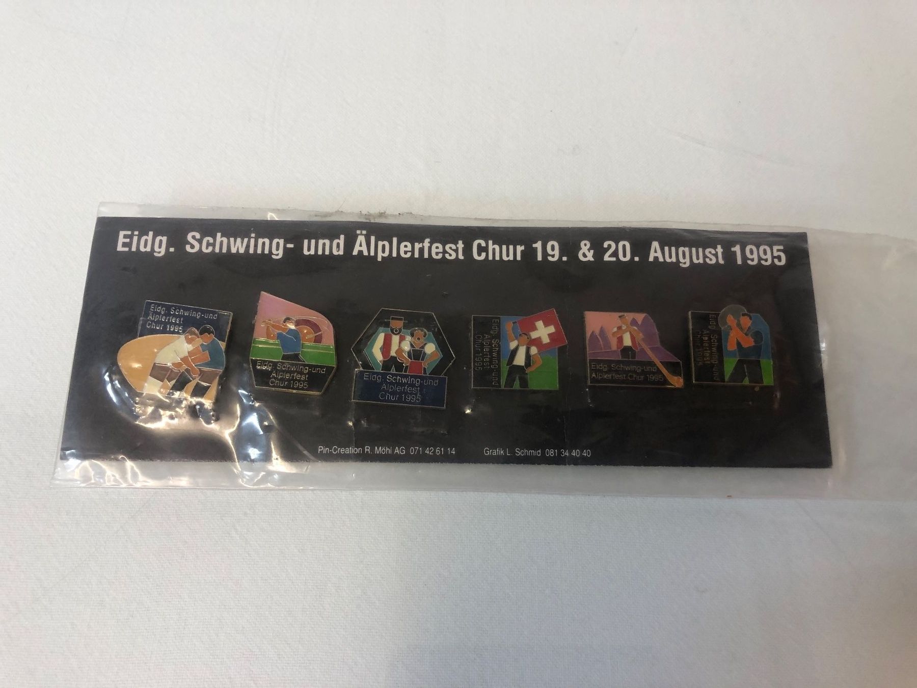 Plaketten & Abzeichen: Pins 6 Stk. ESAF Chur August 1995 – Neu (gemäss Beschreibung) aus Brunnen von Allerwaren 9