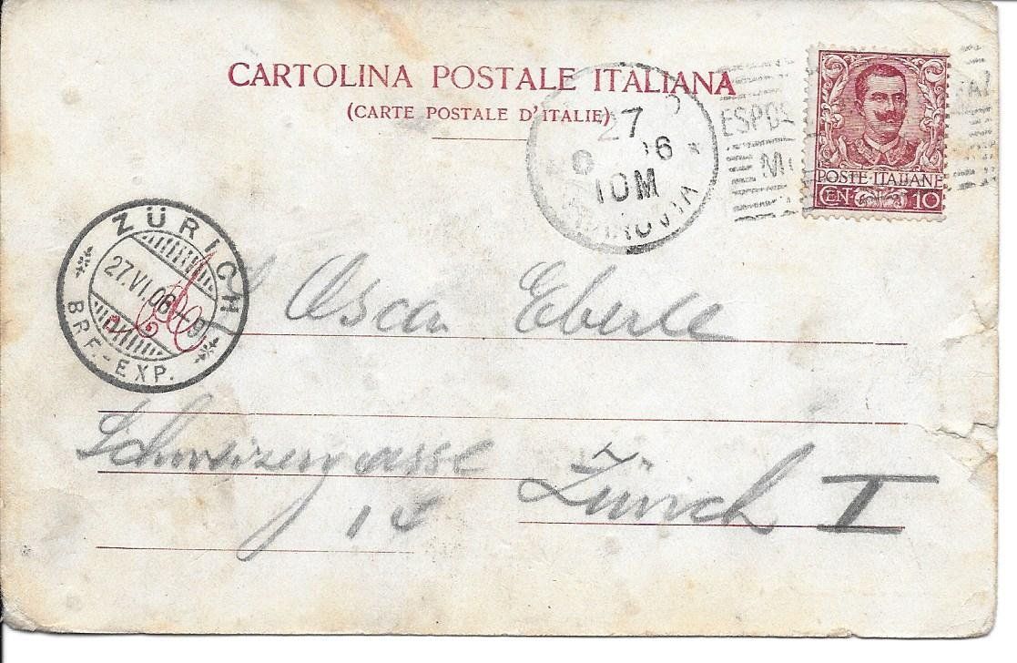 Ansichtskarten: Alte Postkarte Milano 1906 – Gebraucht aus Samstagern von Bladetigi 1