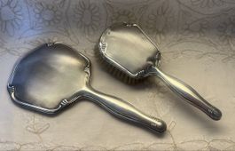 Sublime rare duo toilette en argent massif 830 Art Déco