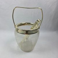 Eiskübel Glas mit Zange gekratzt guter Zustand 13cm 70ger