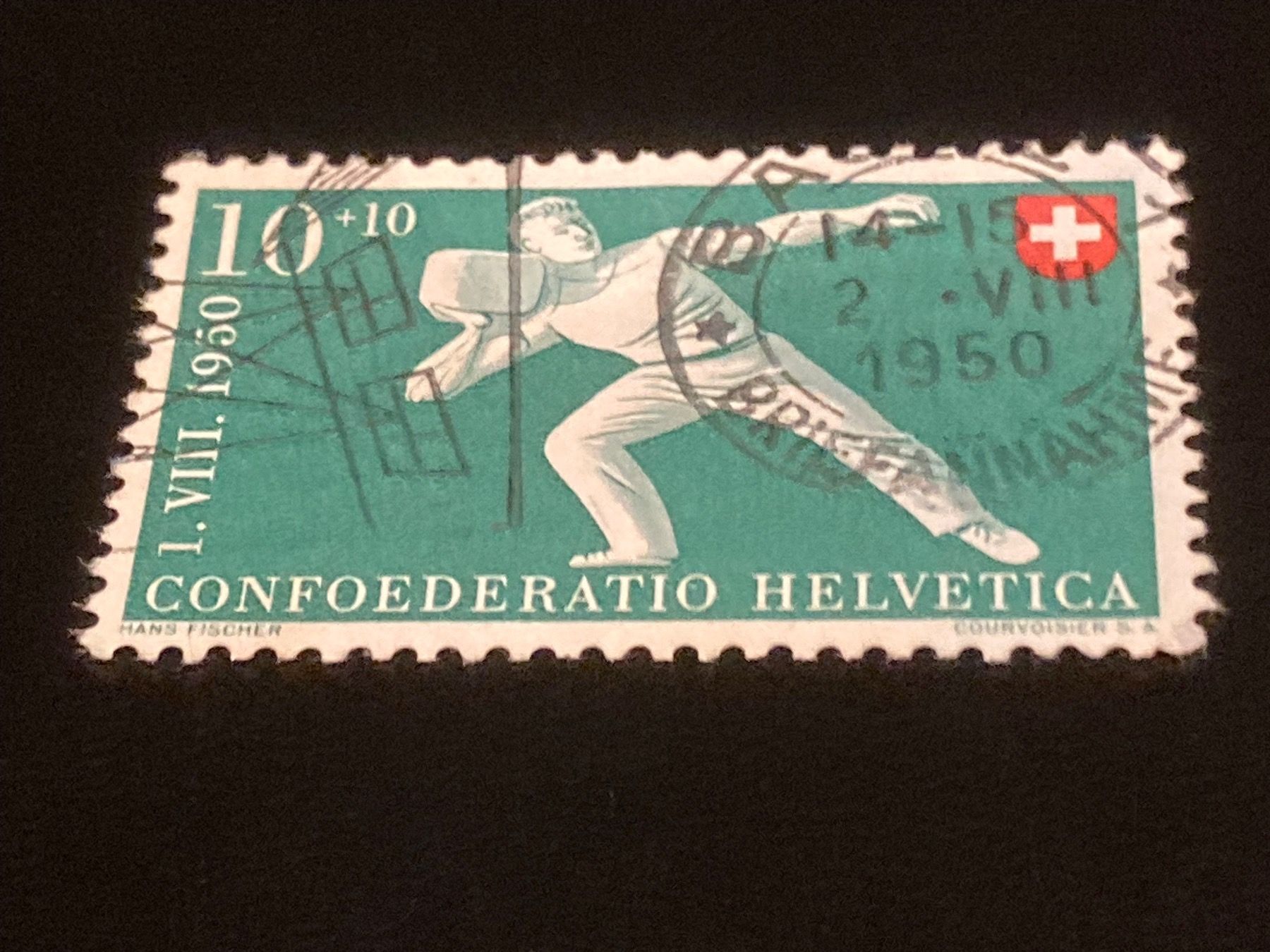 Tutti i francobolli: Steinstossen ZNr. B47- 1950 Vollstempel Basel – Usato da Reinach BL venduto da Haexli_46