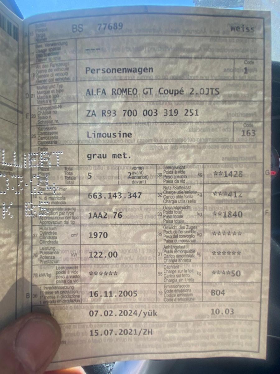 Alfa Romeo Autos: Alfa Romeo GT Coupé 2.0 JTS – Gebraucht aus Avenches von sal_j62q 9