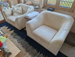 2 Sessel Leder creme 1er Sitzmöbel guter Zustand