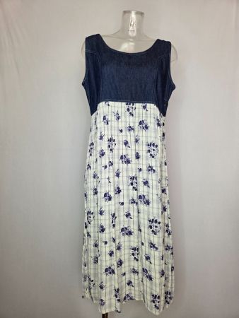 Vintage DeVille Kleid 44 Denim Blumen