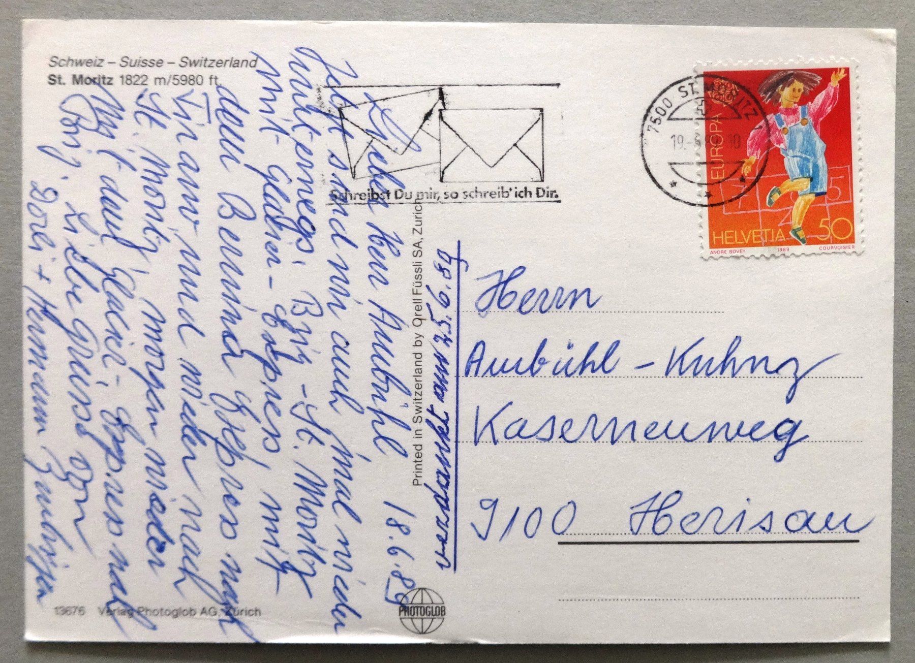 Cartes postales: St. Moritz 1822 m – Défectueux à Fétigny par Billy2miny 1