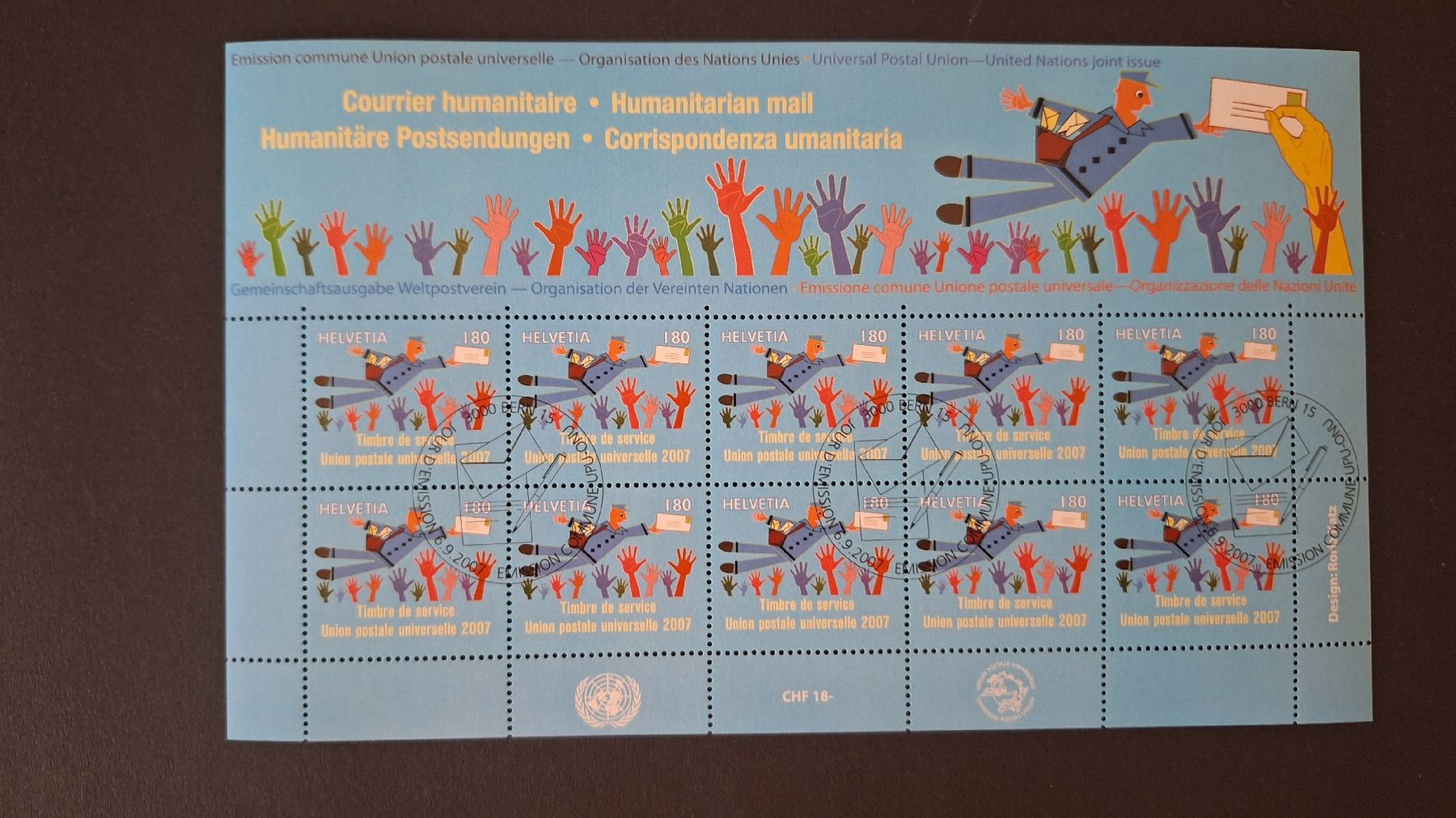 Tutti i francobolli: 2007 UPU Kleinbogen ET-Stempel – Nuovo (secondo la descrizione) da Pratteln venduto da walti-6060