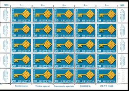 EUROPA SCHLÜSSEL MIT CEPT-EMBLEM BOGEN **POSTFRISCH** - CL20