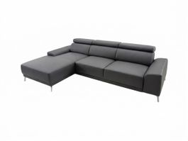 Ecksofa LUCIO - Leder dunkelgrau - FABRIKNEU!!!