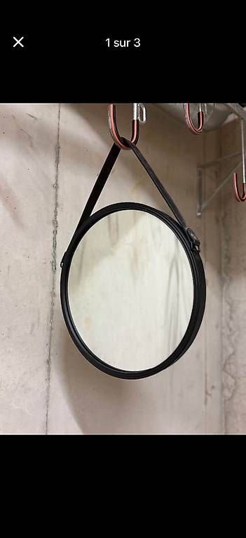 Specchi: Miroir rond lanière en cuir industriel  – Usato da Lausanne venduto da vir_vs2s