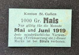 Lot Rationsmarken nach 1. Weltkrieg St. Gallen Schweiz