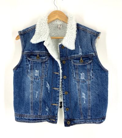 Denim Jeansgilet mit warmen Futter, Unisex, Grösse L