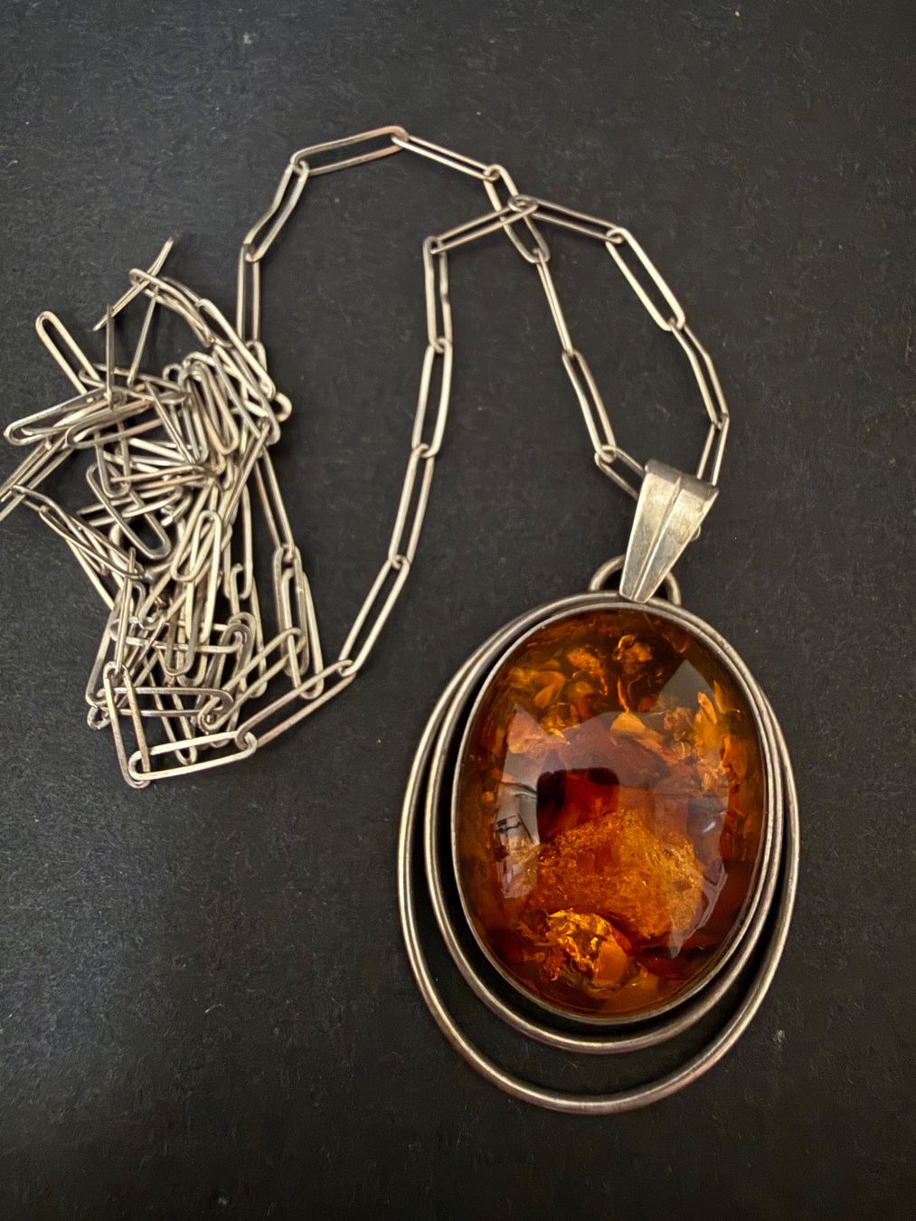 Catenine: Vintage Silber Kette mit Bernstein Anhänger 835 – Usato da Spiegel b. Bern venduto da Rogger72 3