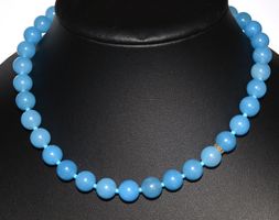 SALE HANDMADE HALSKETTE KETTE SYNTHETISCHER QUARZ BLAU