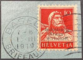 1918 Industr. Kriegswirtschaft Zst 4 auf Ausschnitt SBK 95.-