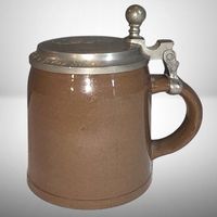 ✨ Antiker Bierkrug 1887 | Zinndeckel Gravur | Sammlerstück ✨