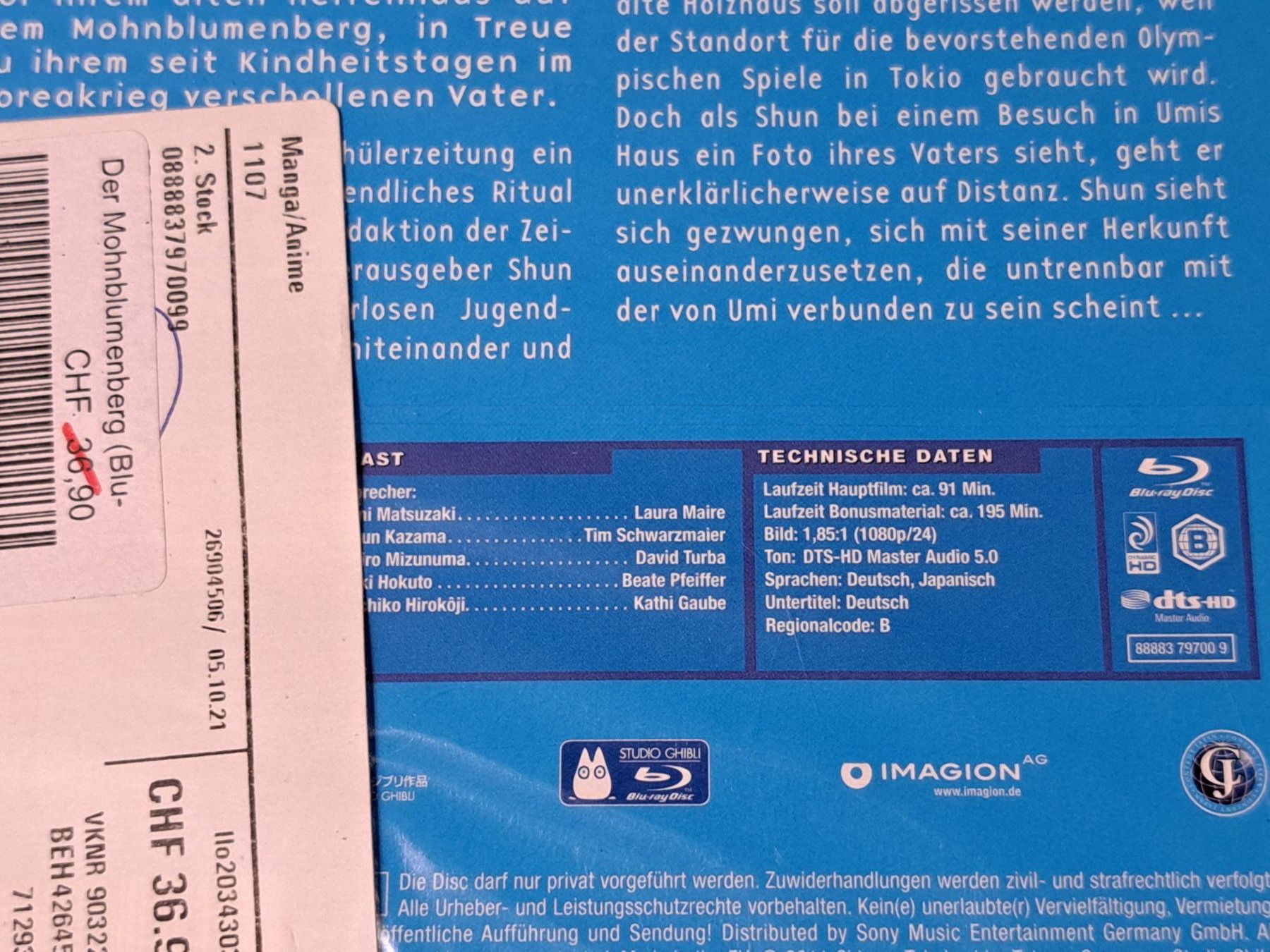 Tous les DVDs: Blu-ray Der Mohnblumenberg, Studio ghibli, Goro Miyazaki – Neuf avec emballage d'origine à Unterseen par Kanica 4