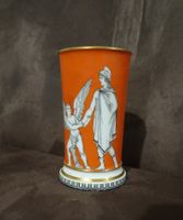 Vase vintage orange et blanc, décor grec