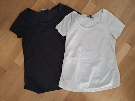 Umstands T-Shirt Set Damen dunkelgrau und weiss