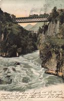 Schöllenen (UR) Teufelsbrücke – Teufelsbrücke mit Dampflok