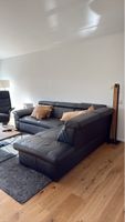 Ecksofa Leder schwarz mit Récamiere guter Zustand