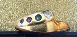 Bague or 18 carats 2.28 grammes pierres multicolores