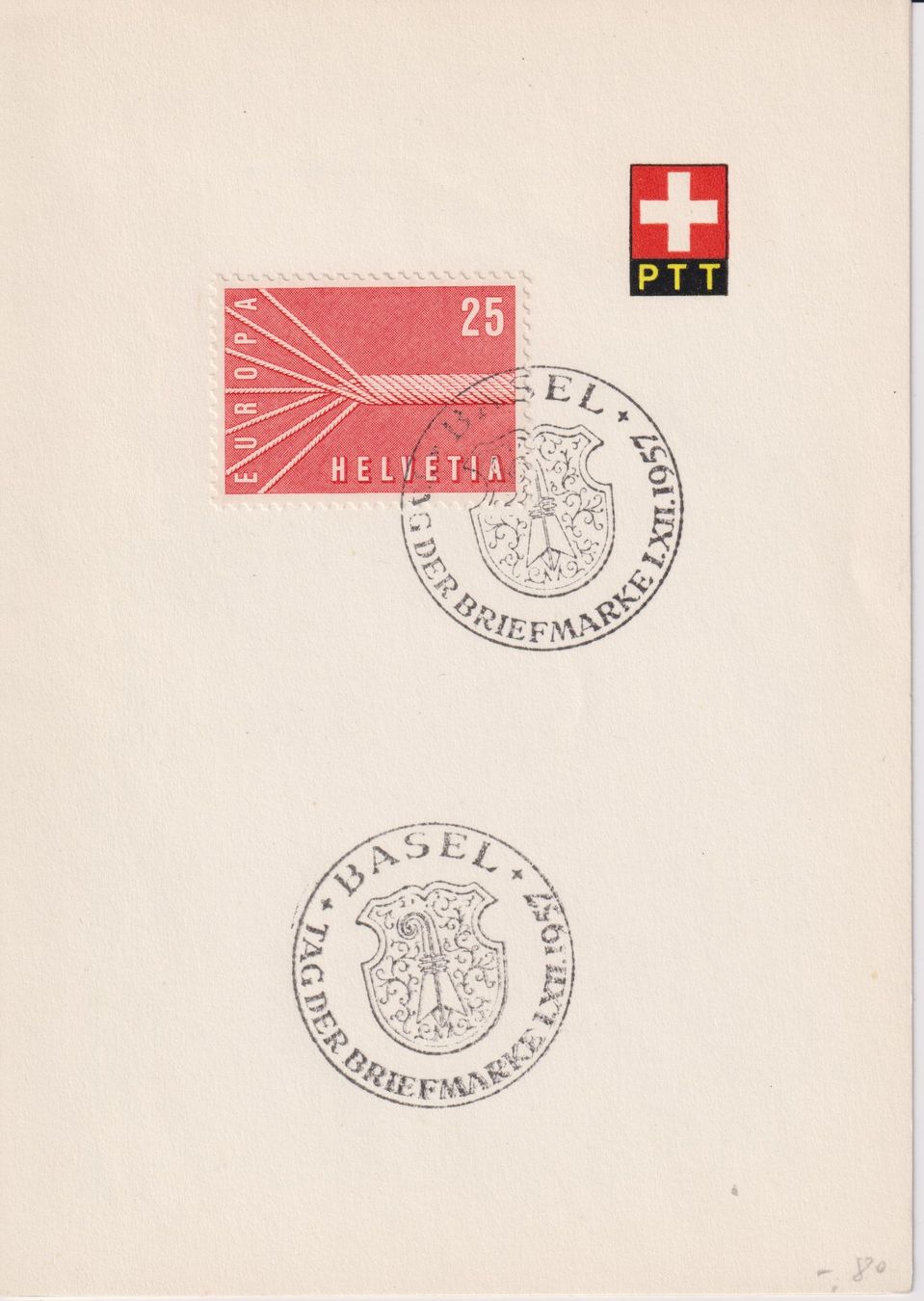 Alle Briefmarken: Tag der Briefmarke 1957, PTT Bögli – Gebraucht aus Bellach von qsearch