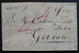 1830, Vorphila mit Balkenstempel ZÜRICH ZH nach GERSAU SZ