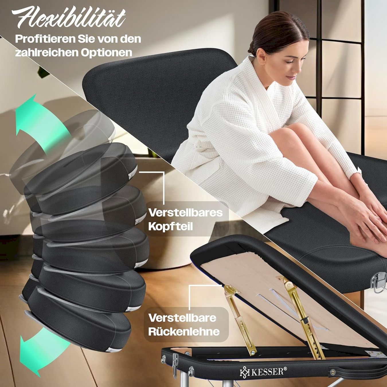 Lettini & sedie per cosmetici: KESSER 3 Zonen Massageliege Schwarz 80cm – Nuovo e nell'imballaggio originale da Bottighofen venduto da zaap 7