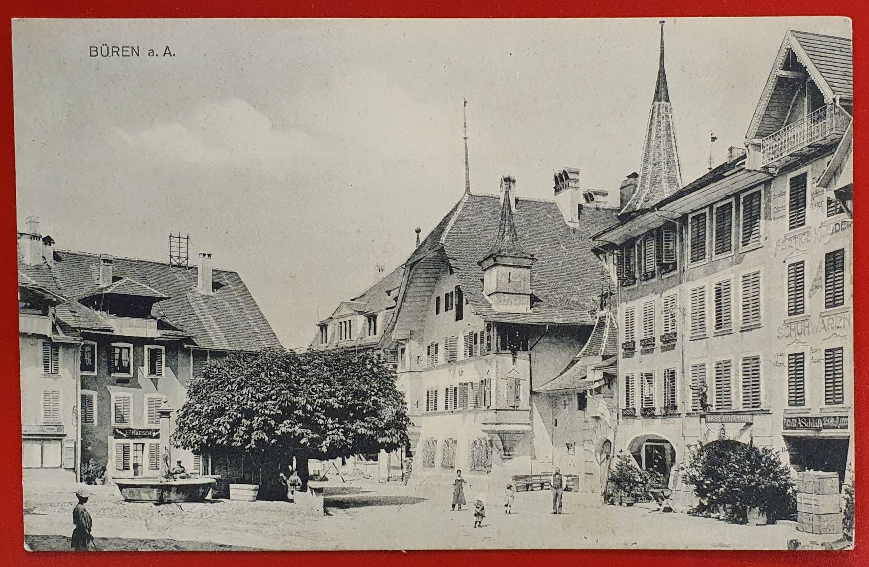 Ansichtskarten: Büren a/ Aare - Dorfplatz, belebt – Gebraucht aus Kreuzlingen von Rschweiz1