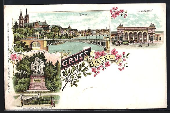 Cartoline postali: Litho Basel, Teilansicht, Centralbahnhof – Usato da Berlin venduto da bartko-reher