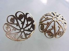 2 Perlkappe  Bronze 20mm filigran massiv