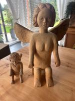 Engelfiguren Holz handgeschnitzt 2er Set gebraucht