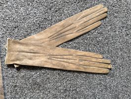Unbenutzt Handschuhe antik braun Finger Handschuh