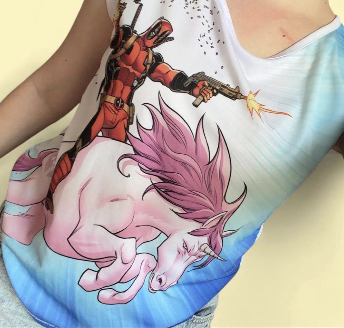 Top: Deadpool & Einhorn Top, Grösse S  🦄 – Nuovo (secondo la descrizione) da Lenzburg venduto da Vani1313 1