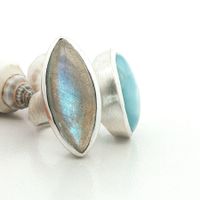 Sterling Ring mit 2 Steinen – Unikat Grösse 60