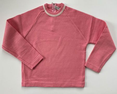 Pullover Wolle Jersey Strick rosa 8-9 J VINTAGE 1960s NEU