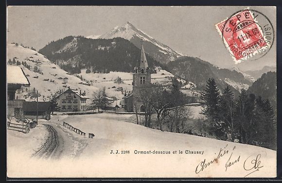 Cartoline postali: Ormont-Dessous, Panorama et le Chaussy – Usato da Berlin venduto da bartko-reher