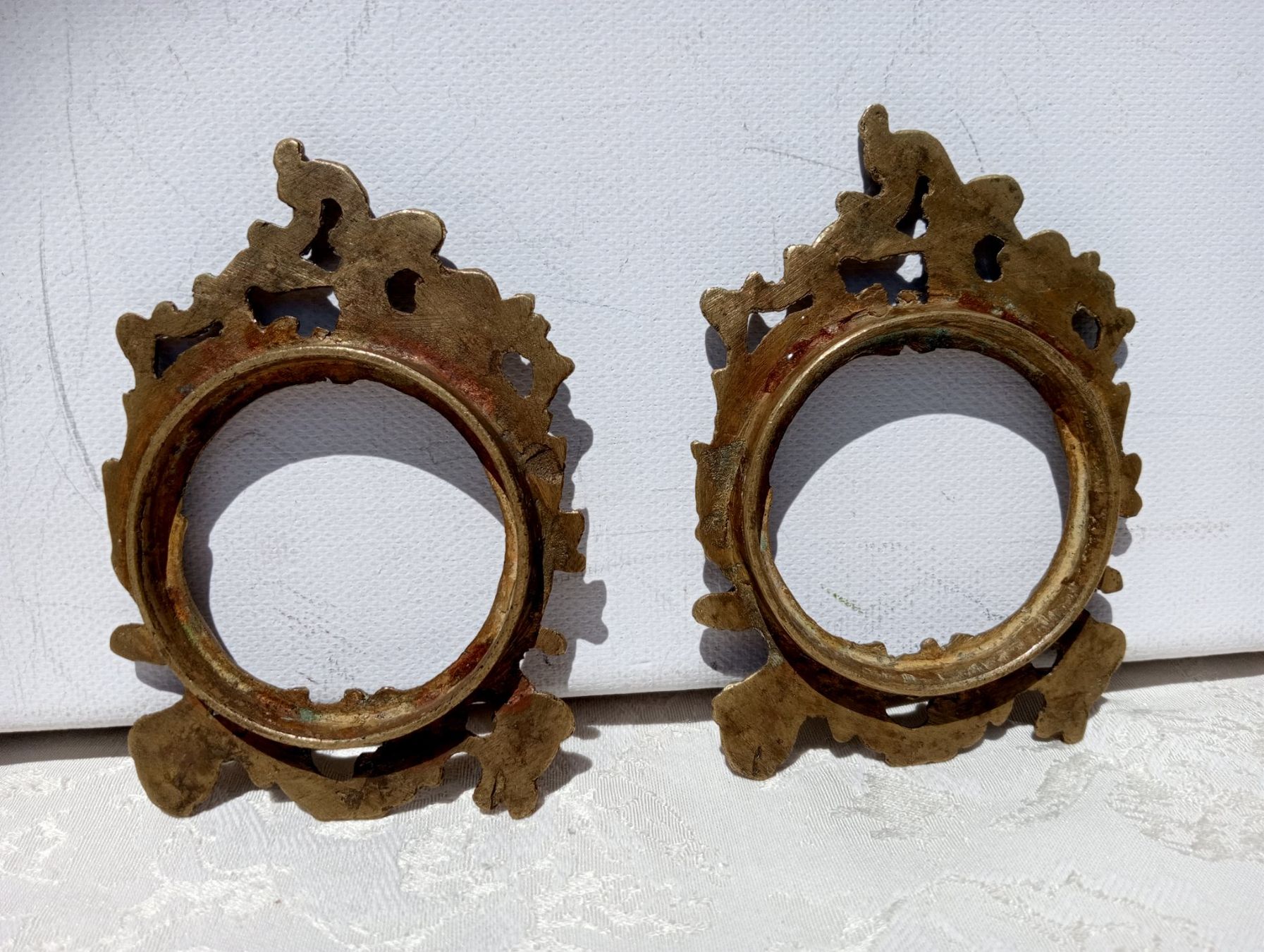 Cornici: Antikes Bilderrahmen Set Barock Stil Messing 3 klein Rahmen – Usato da Oberdorf BL venduto da Barocki888 9
