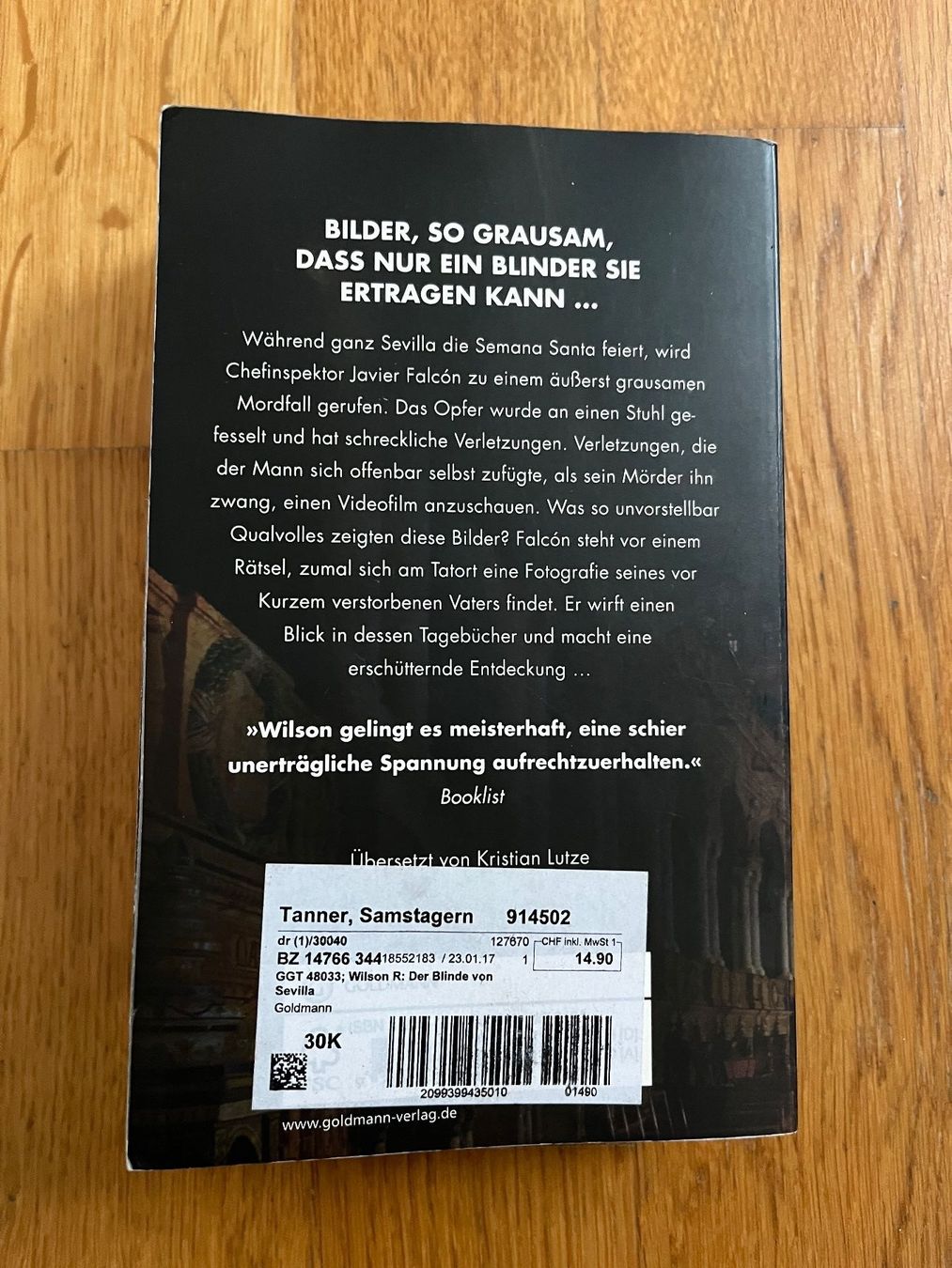 Bücher: Taschenbuch "Der Blinde von Sevilla", Robert Wilson – Gebraucht aus Grosswangen von Vita500 1