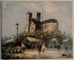 Ölgemälde Frankreich Strassenbild C.Burnett