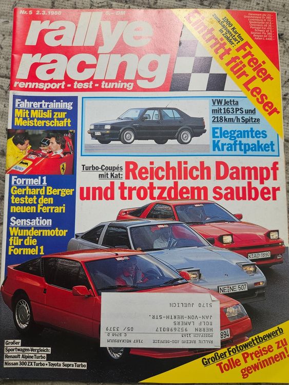 Rallye Racing 5/88 Alpine Supra Turbo Nissan 300 ZX T VW xx (Gebraucht ...