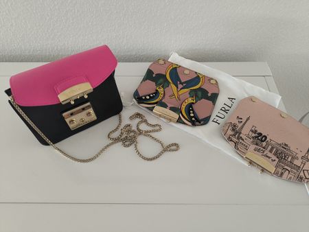 Furla Metropolis Tasche schwarz Mini mit 3 Wechselklappen 