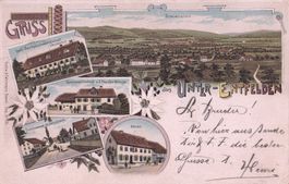 Unterentfelden farbige Lithografie 5 Bilder Bären Metzger