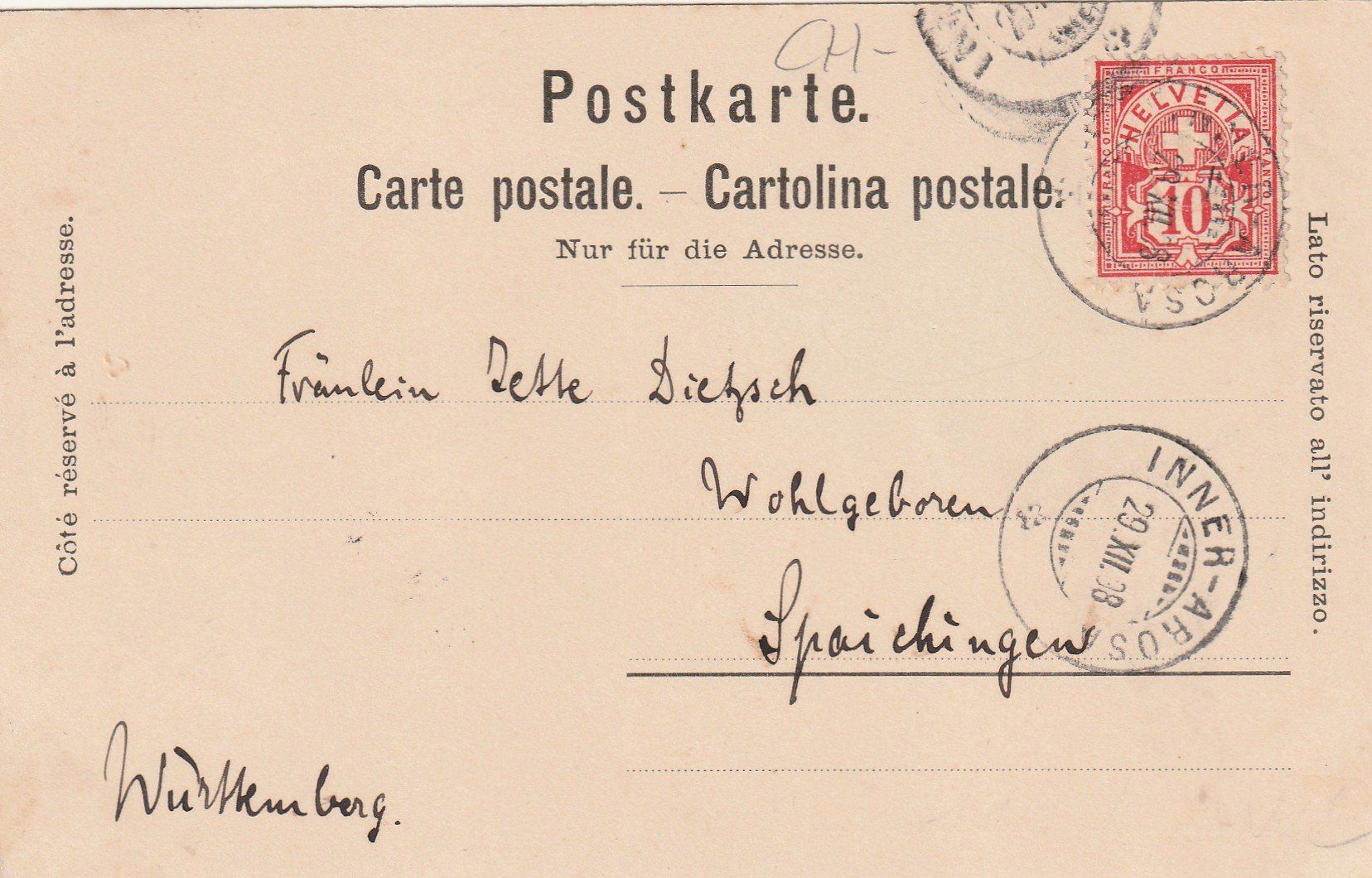 Cartoline postali: Inner-Arosa Villa Dr. Herwig – Usato da Rorschacherberg venduto da fratovi2 1