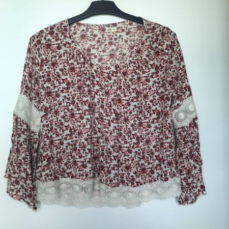Bluse mit Blumenmuster & Spitze - Grösse XS Hollister