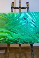 Grünes abstraktes Bild XL Peinture verte acrylique XL Quadro